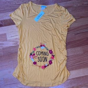 c’est la vie yellow maternity short sleeve t shirt